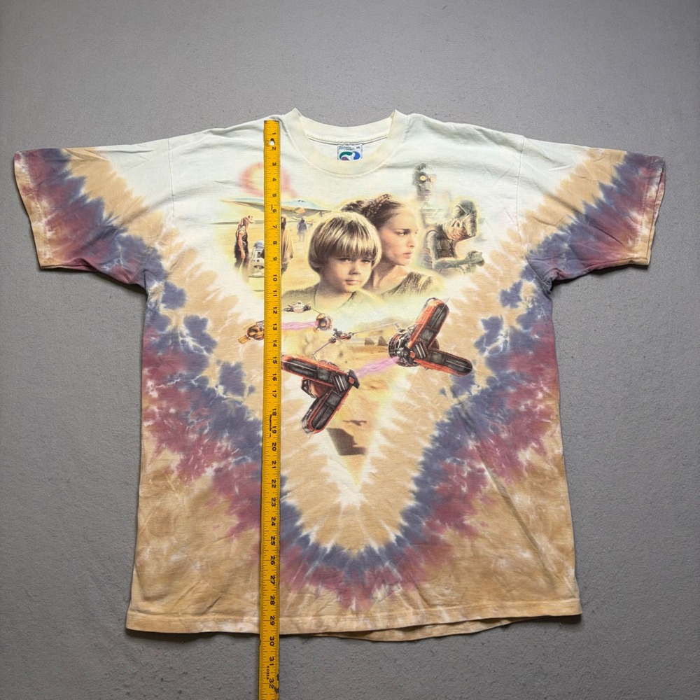 Liquid Blue T-Shirt Mens XL Multi Star Wars Episode I Phantom Menace Tie Dye AOP - Picture 8 of 14